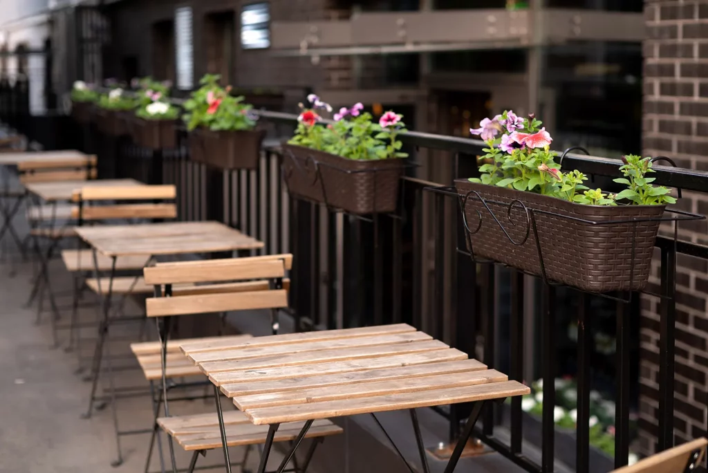 safe meeting places - an image of a cafe patio.