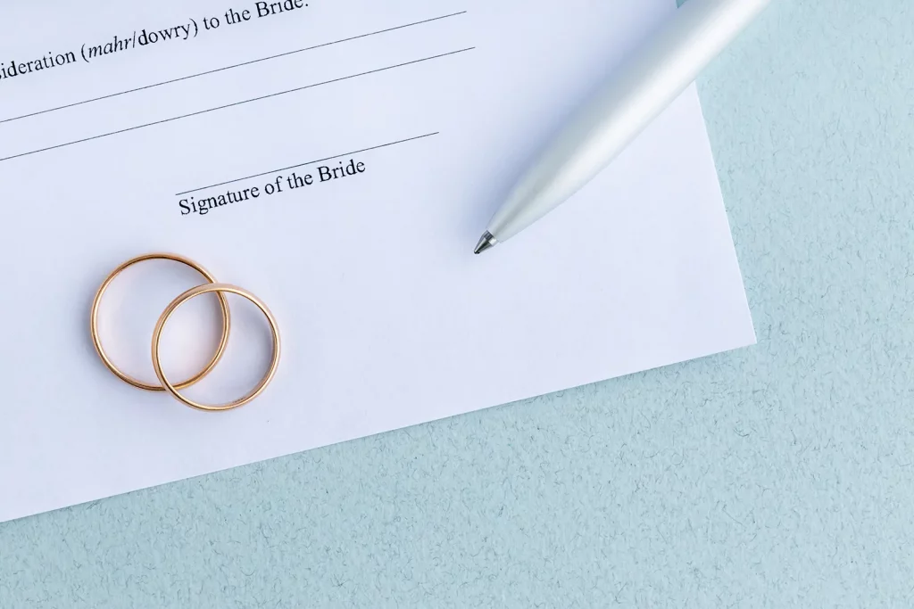 paper asking for signature of bride wedding notary